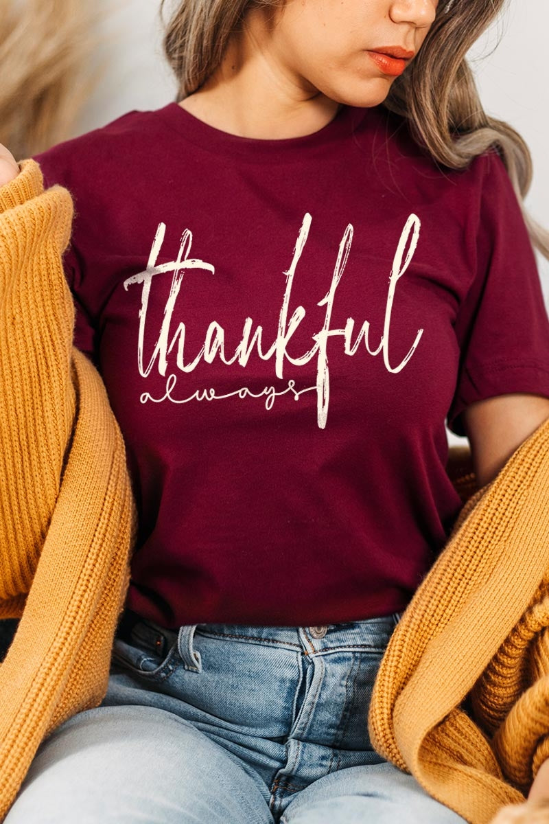 US3001P-E3170 Thankful Graphic Plus Tee $16