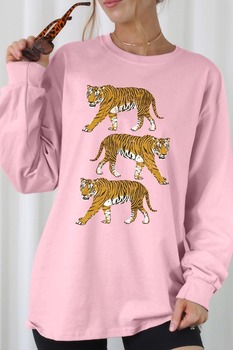 UL240-E3104 Retro Tigers Graphic Long Sleeve Tee $13.75