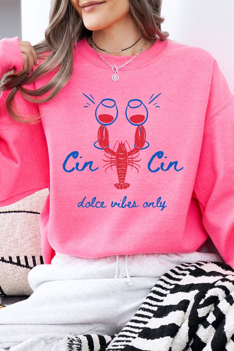UL180-E3069 Cin Cin Lobster Celebration Graphic Sweatshirt $20
