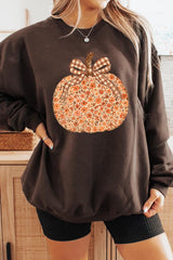 UL180-E3135 Floral Fall Pumpkin Graphic Sweatshirt $20