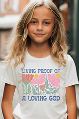 US3001Y-E3066Z Living Proof of a Loving God Kids Graphic Tee $11