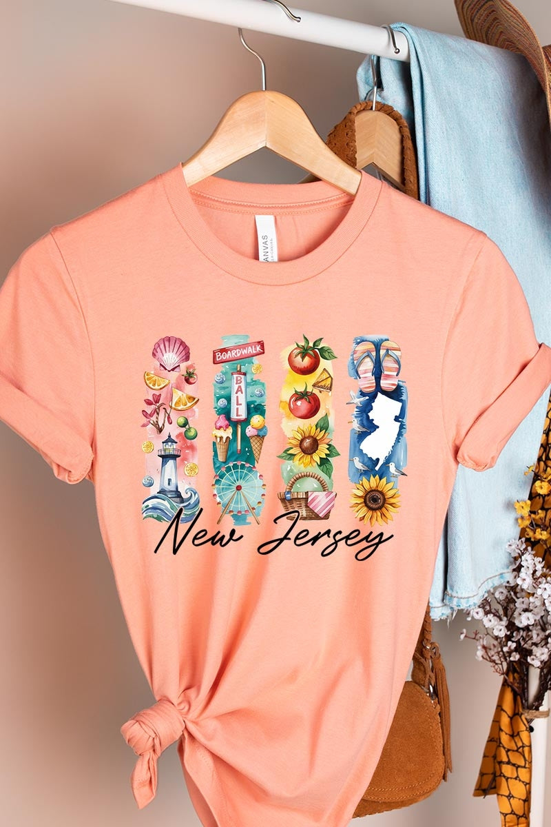 US3001-E3061NJ New Jersey State Brushstroke Graphic Tee $12.5