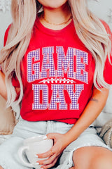 US3001P-E3127 Purple Gingham Game Day Graphic Plus Tee $16