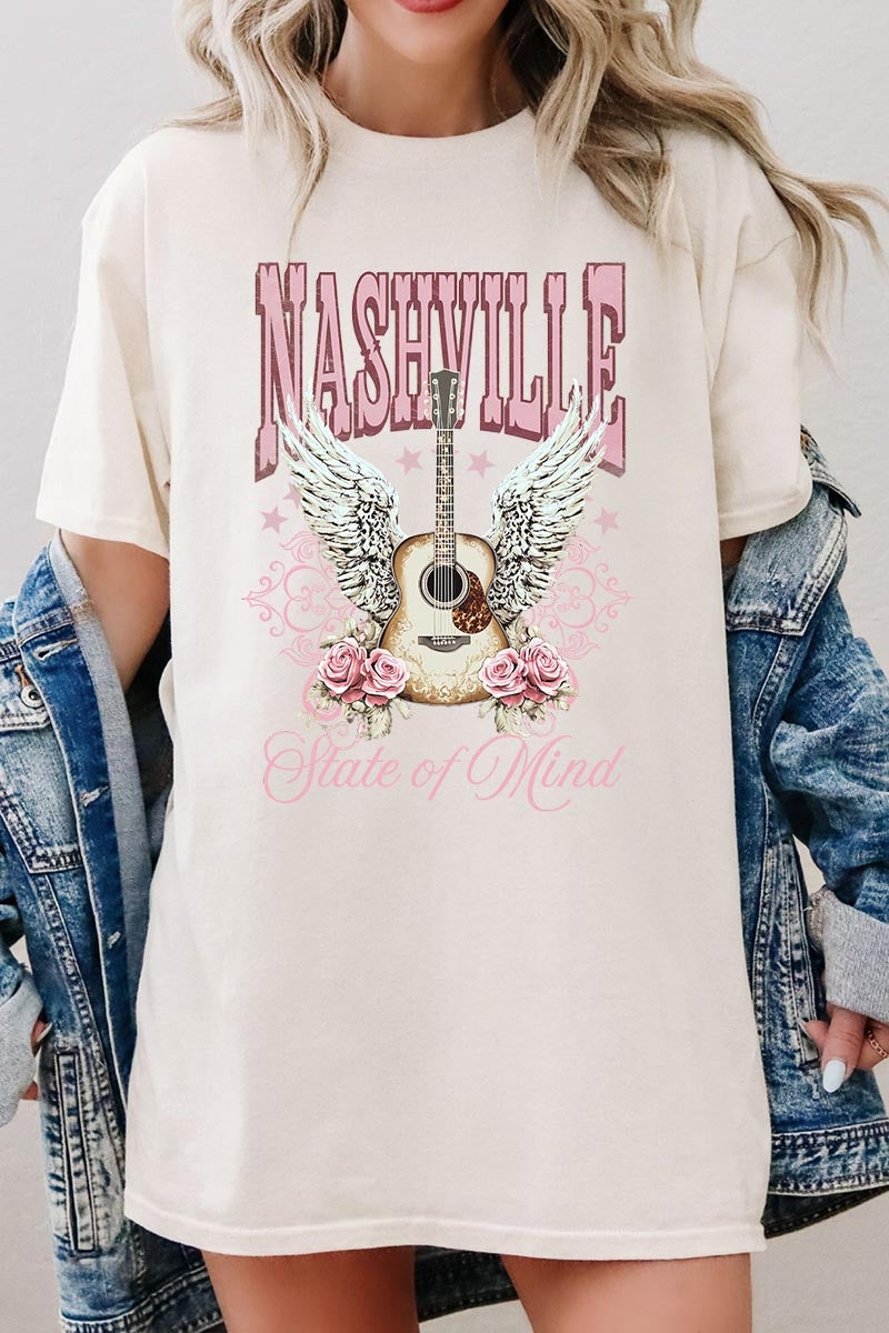 5000-E3157 Nashville Rose Graphic Heavy Cotton Tee $9