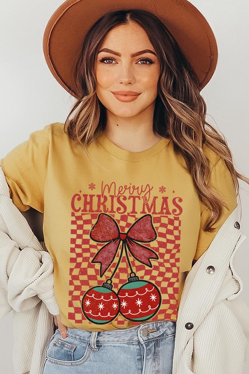 US3001P-E3196 Cherry Ornament Christmas Graphic Plus Tee $16