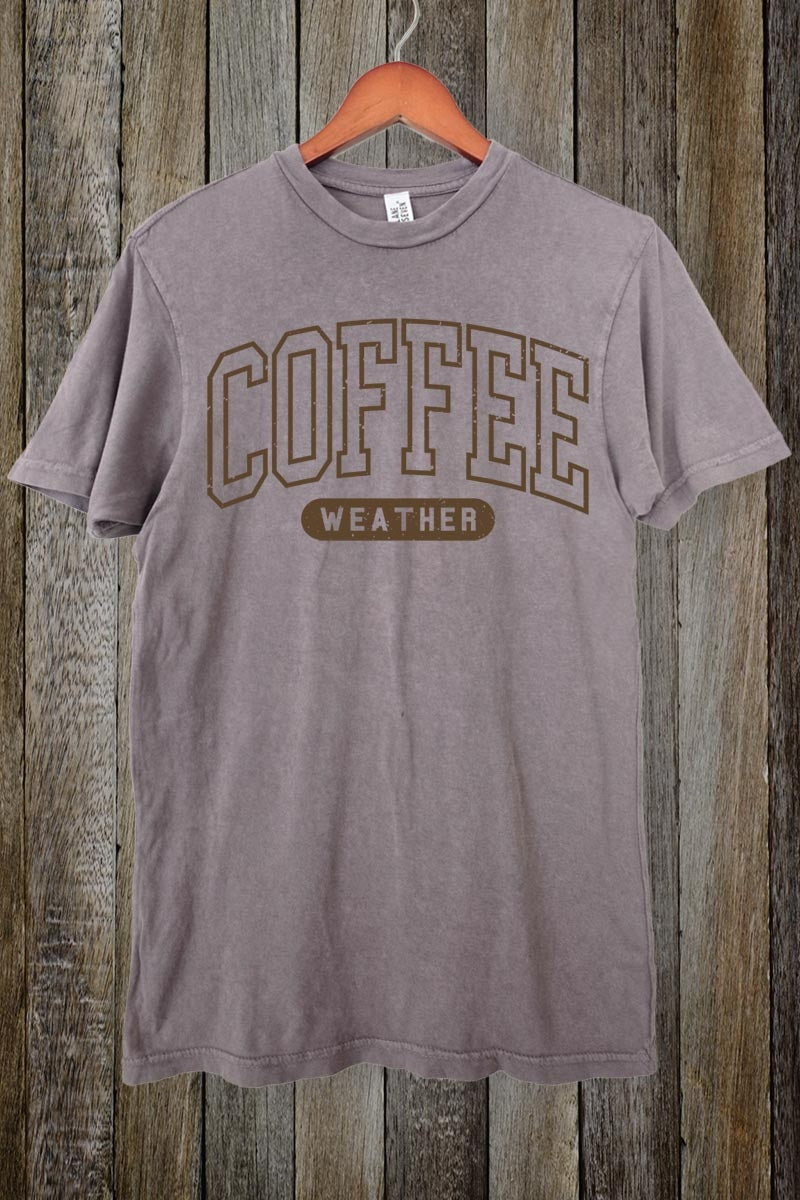 LS002-E3207 Coffee Weather Graphic Vintage Tee $15.5
