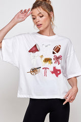 CTS-E3079 Texas Football Graphic Relaxed Crop Top $11