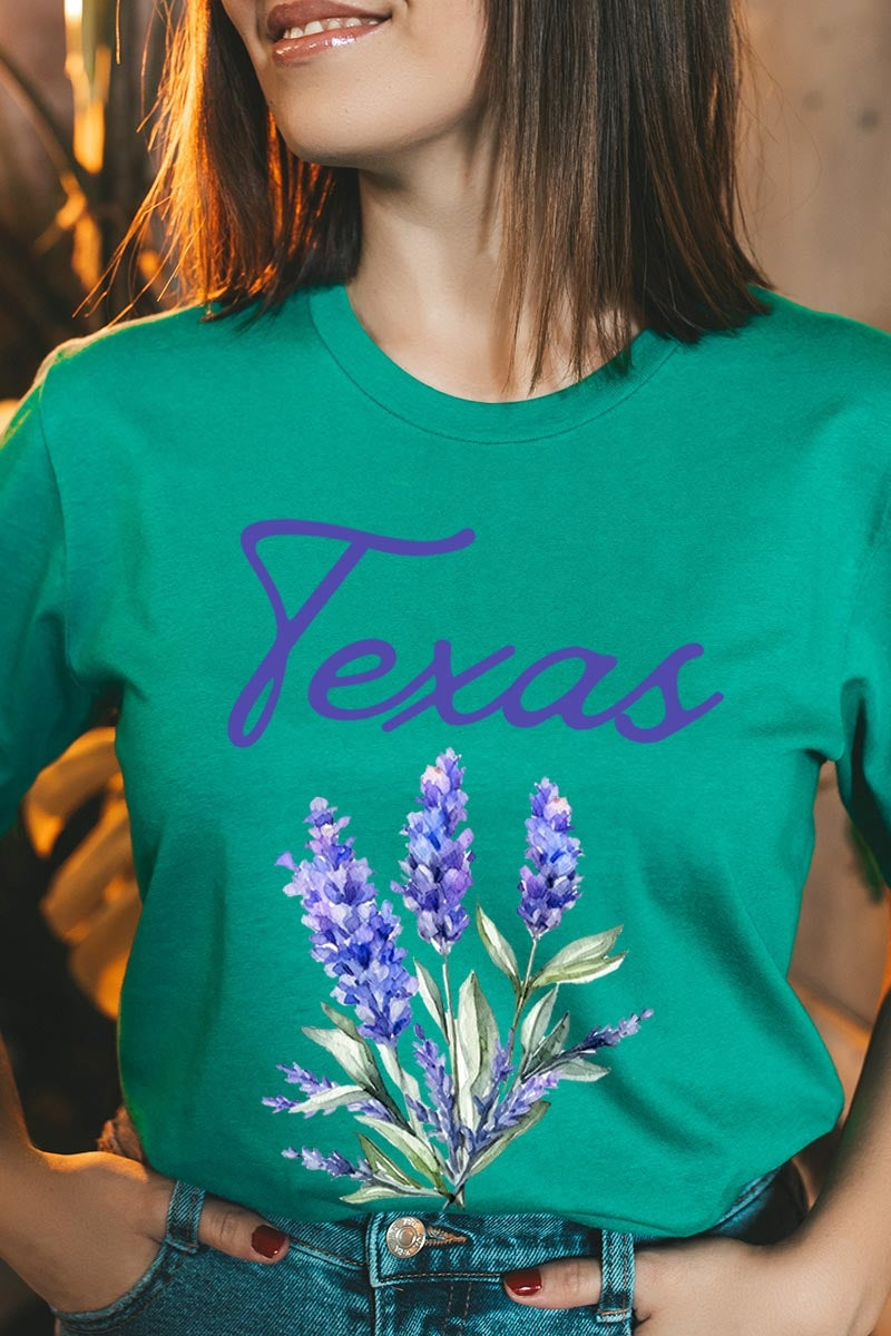 US3001-E3060 Texas Bluebonnet Graphic Tee $12.5