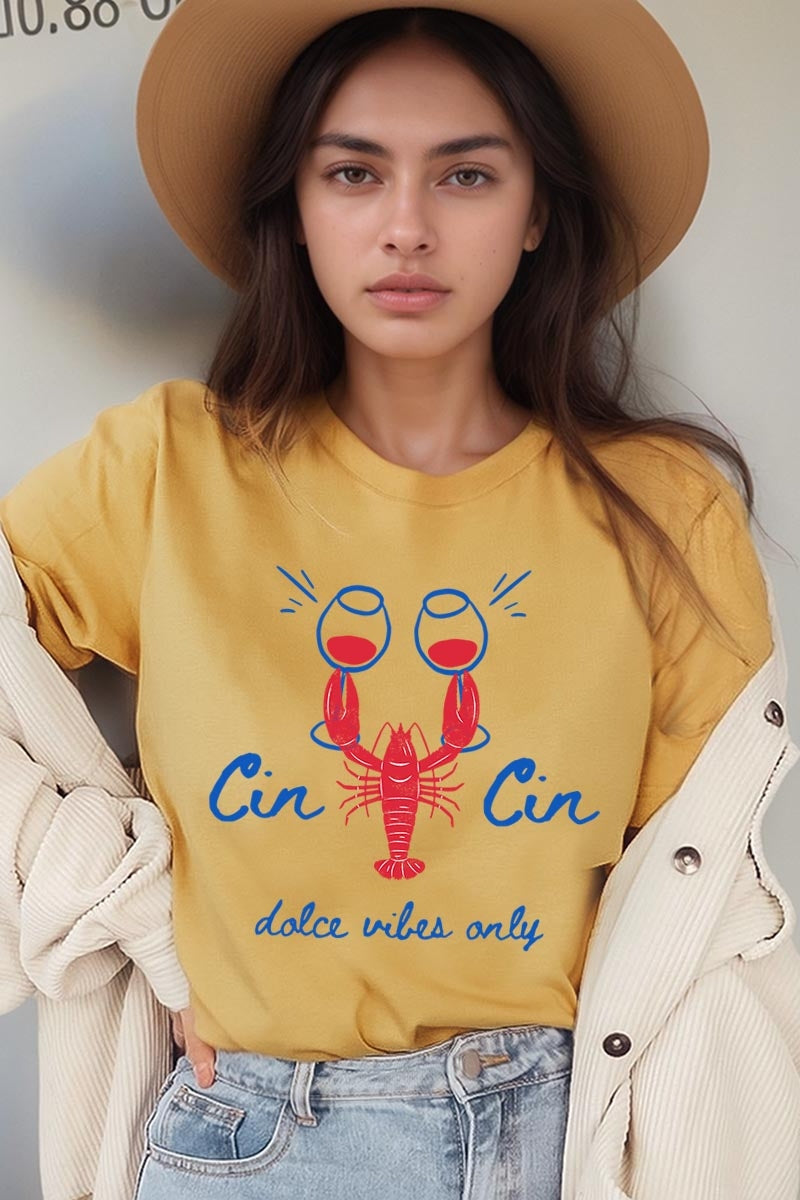 US3001-E3069 Cin Cin Lobster Celebration Graphic Tee $12.5