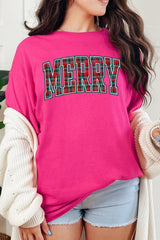 5000P-E3210 Classic Plaid Merry Graphic Plus Heavy Cotton Tee $12.75