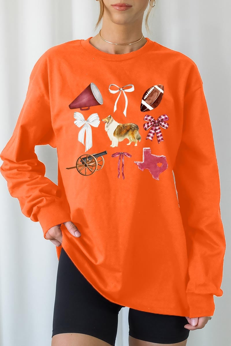 UL240P-E3079 Texas Football Graphic Plus Long Sleeve Tee $17