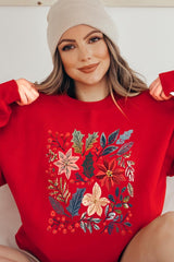 UL180P-E3186 Floral Christmas Graphic Plus Sweatshirt $25