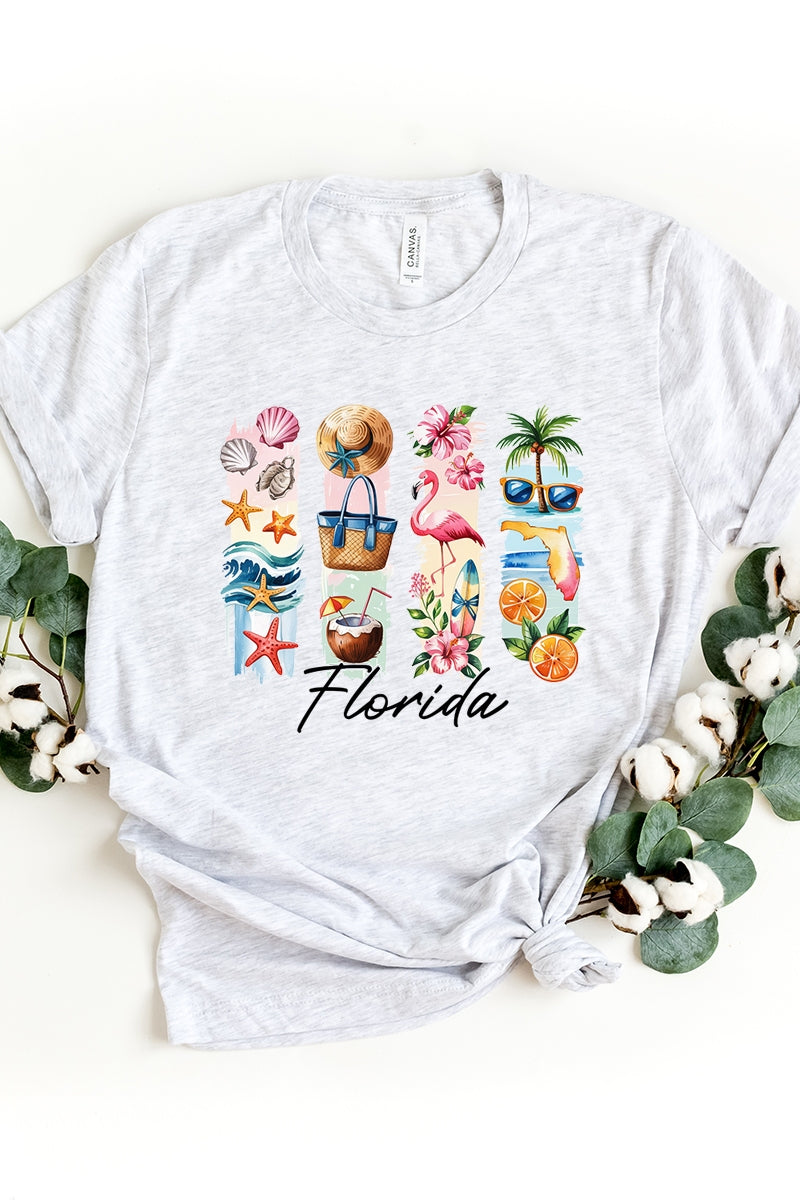 US3001-E3061FL Florida State Brushstroke Graphic Tee $12.5