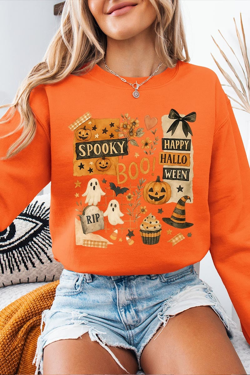 UL180P-E3084 Halloween collage Graphic Plus Sweatshirt $25