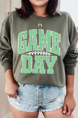 UL180-E3128 Green Gingham Game Day Graphic Sweatshirt $20