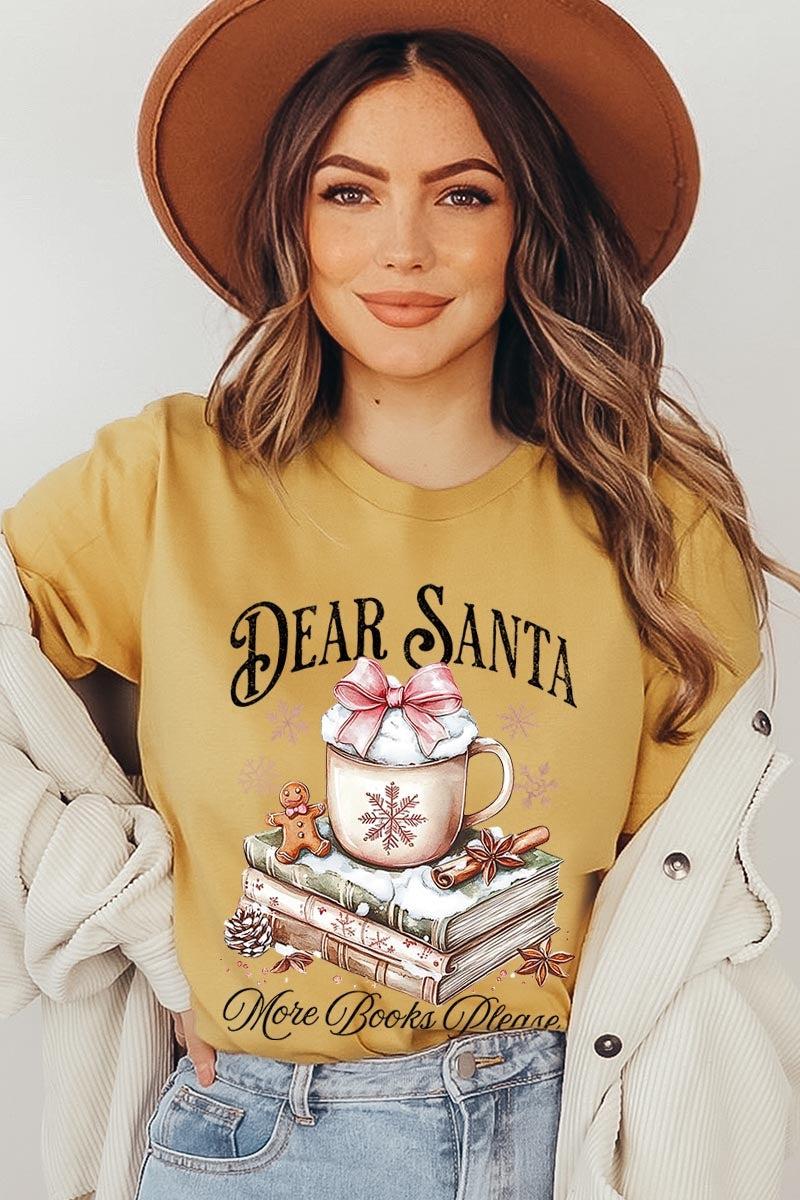 US3001-E3205 Dear Santa Books Graphic Tee $12.5