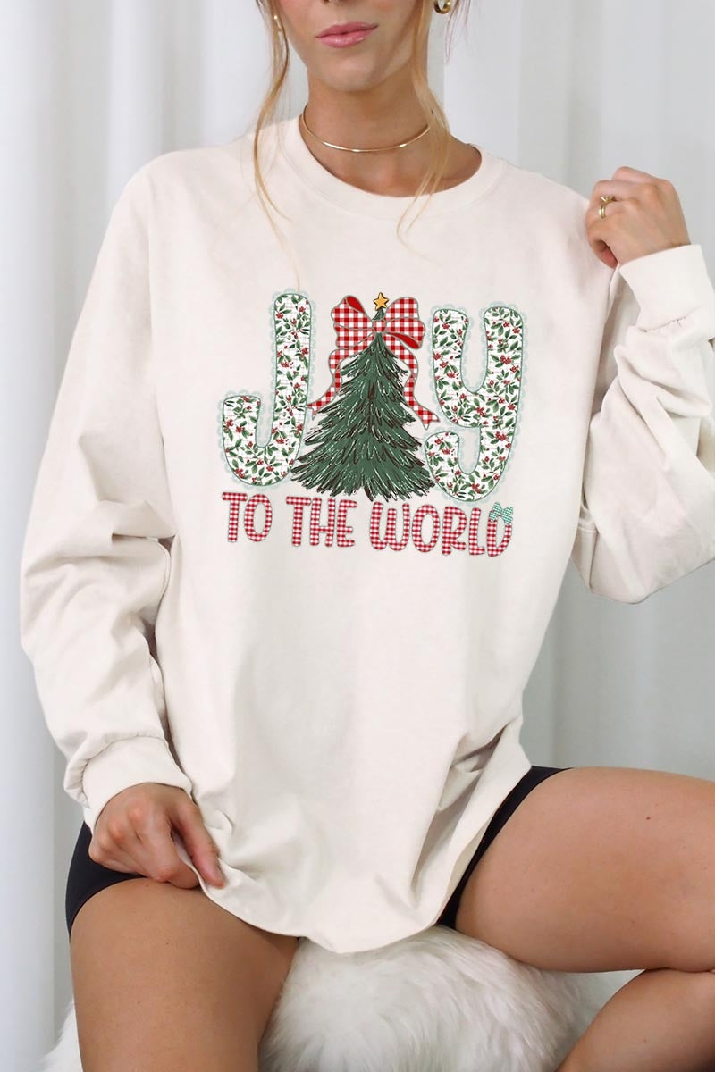 UL240P-E3213 Joy to the World Graphic Plus Long Sleeve Tee $17