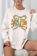 UL240-E3121 Fall Brushstroke Bow Graphic Long Sleeve Tee $13.75