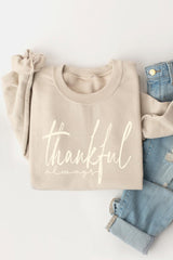 UL180P-E3170 Thankful Graphic Plus Sweatshirt $25