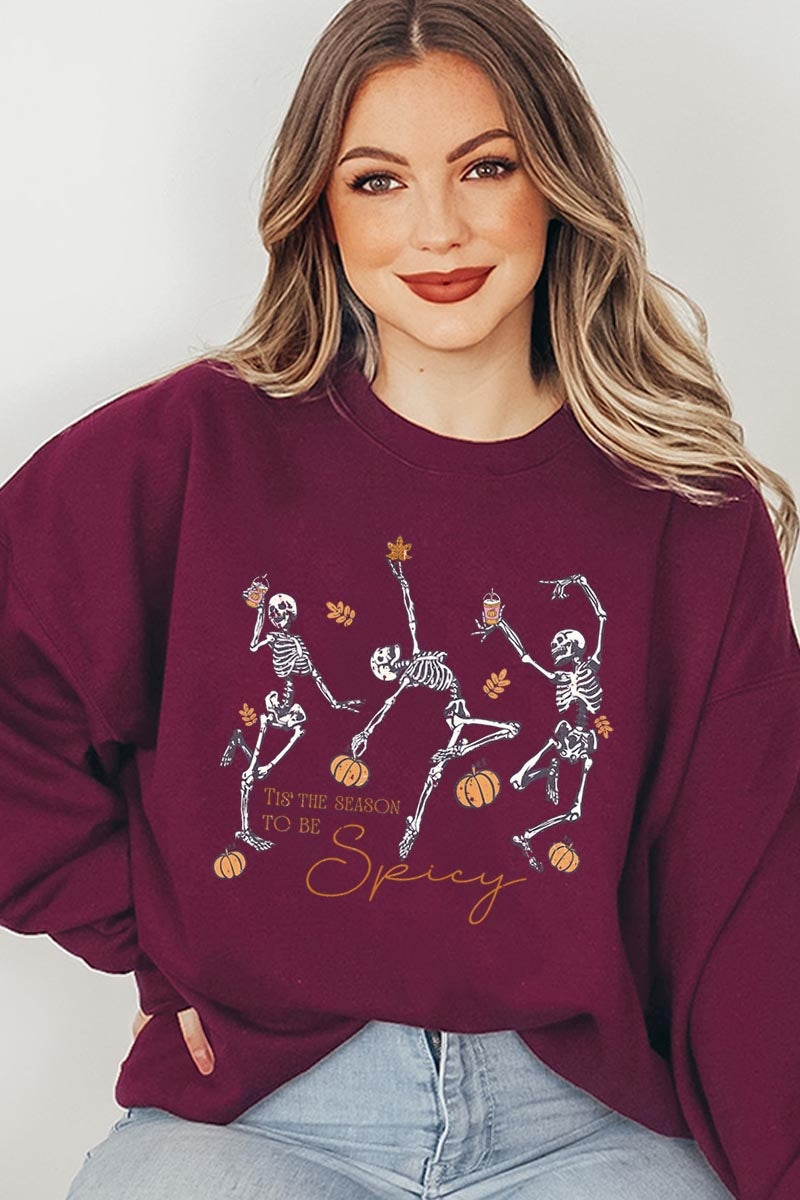 UL180P-E3123 Halloween Skeleton Graphic Plus Sweatshirt $25