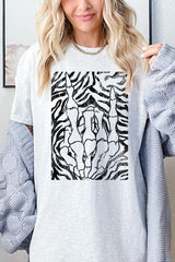 5000P-E3177 Skeleton Hands Zebra Graphic Plus Heavy Cotton Tee $12.75