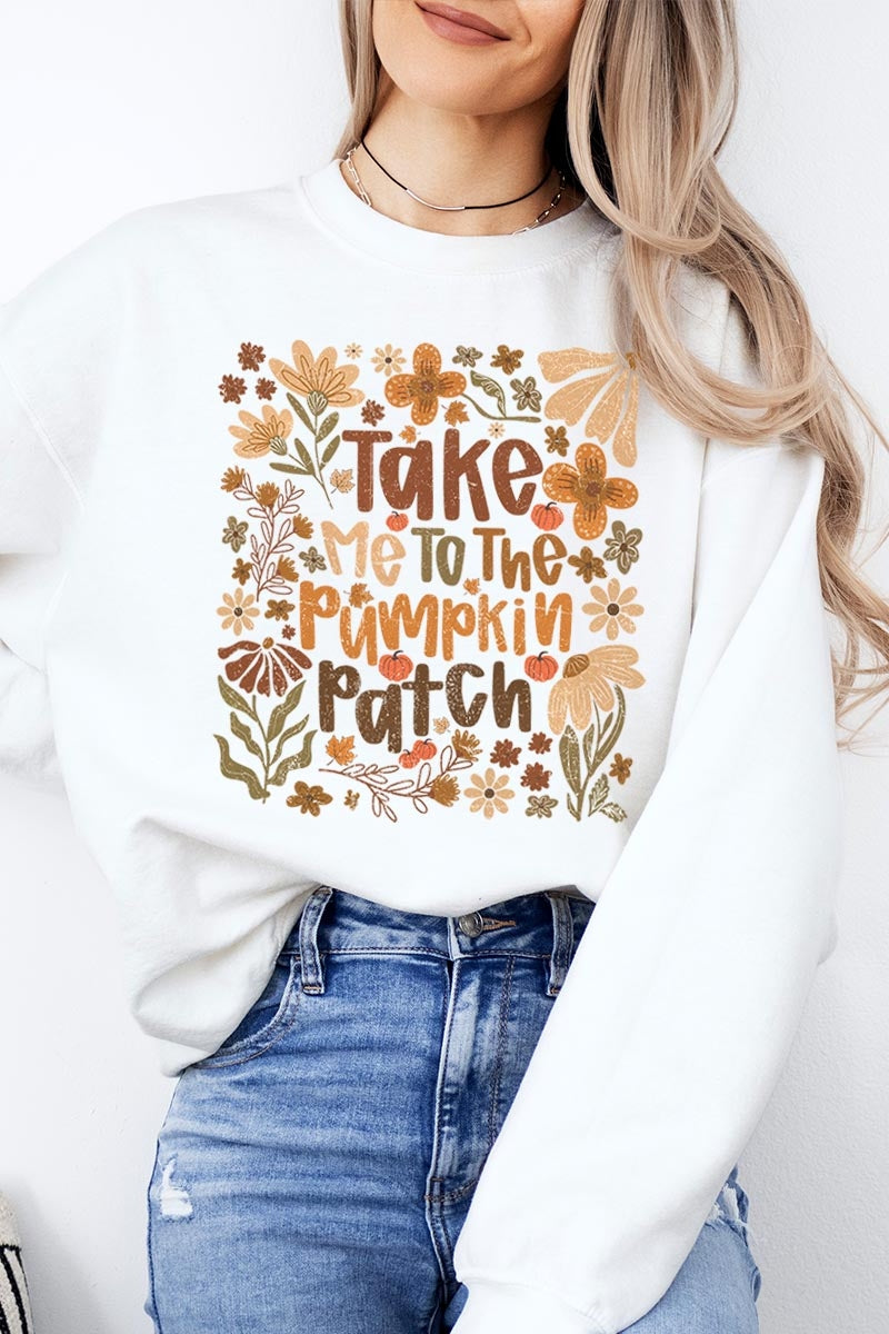 UL180P-E3136 Take Me To The Pumpkin Patch Plus Sweatshirt $25