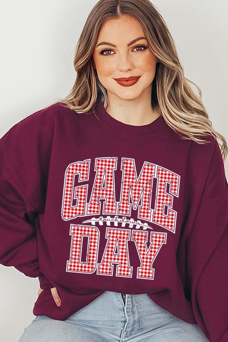 UL180-E3126 Red Gingham Game Day Graphic Sweatshirt $20