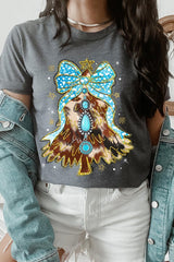 US3001P-E3184 Turquoise Christmas Tree Graphic Plus Tee $16