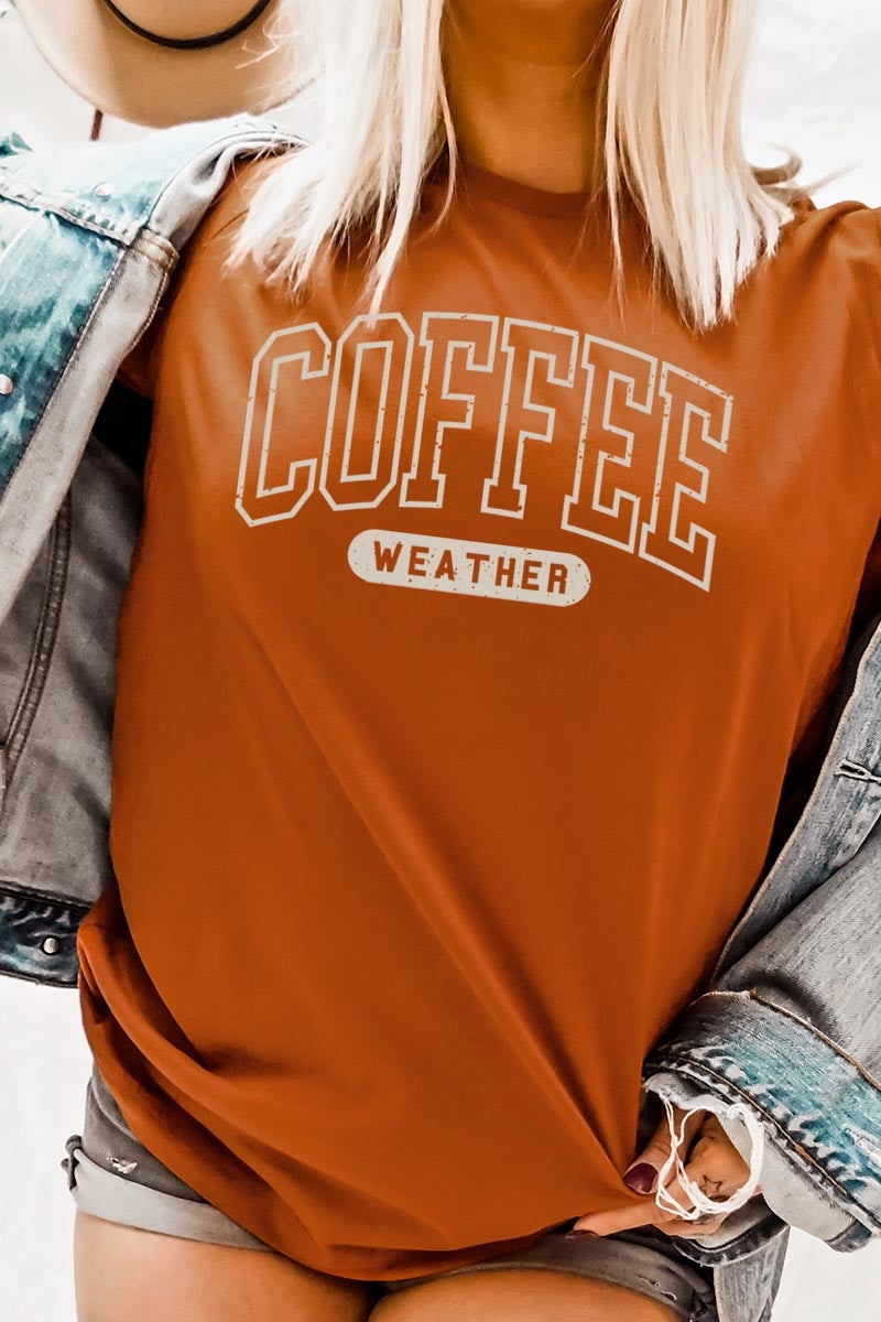 US3001-E3207 Coffee Weather Graphic Tee $12.5