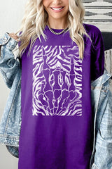 5000-E3177 Skeleton Hands Zebra Graphic Heavy Cotton Tee $9