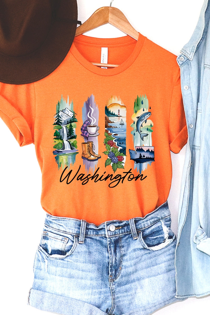 US3001-E3061WA Washington State Brushstroke Graphic Tee $12.5