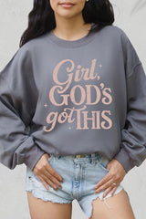 UL180-E3102 Girl, Godu2019s Got This Graphic Sweatshirt $20