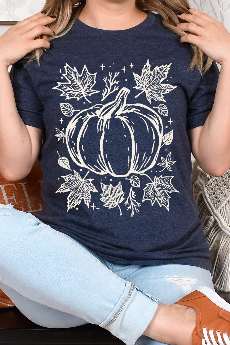 US3001P-E3162 Fall Pumpkin Graphic Plus Tee $16