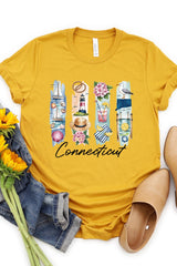 US3001-E3061CT Connecticut State Brushstroke Graphic Tee $12.5