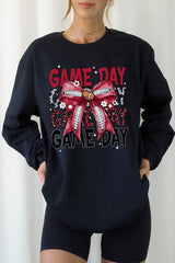 UL240P-E3093 Red Silver Football Bow Plus Long Sleeve Tee $17