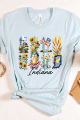 US3001P-E3061IN Indiana State Brushstroke Graphic Plus Tee $16