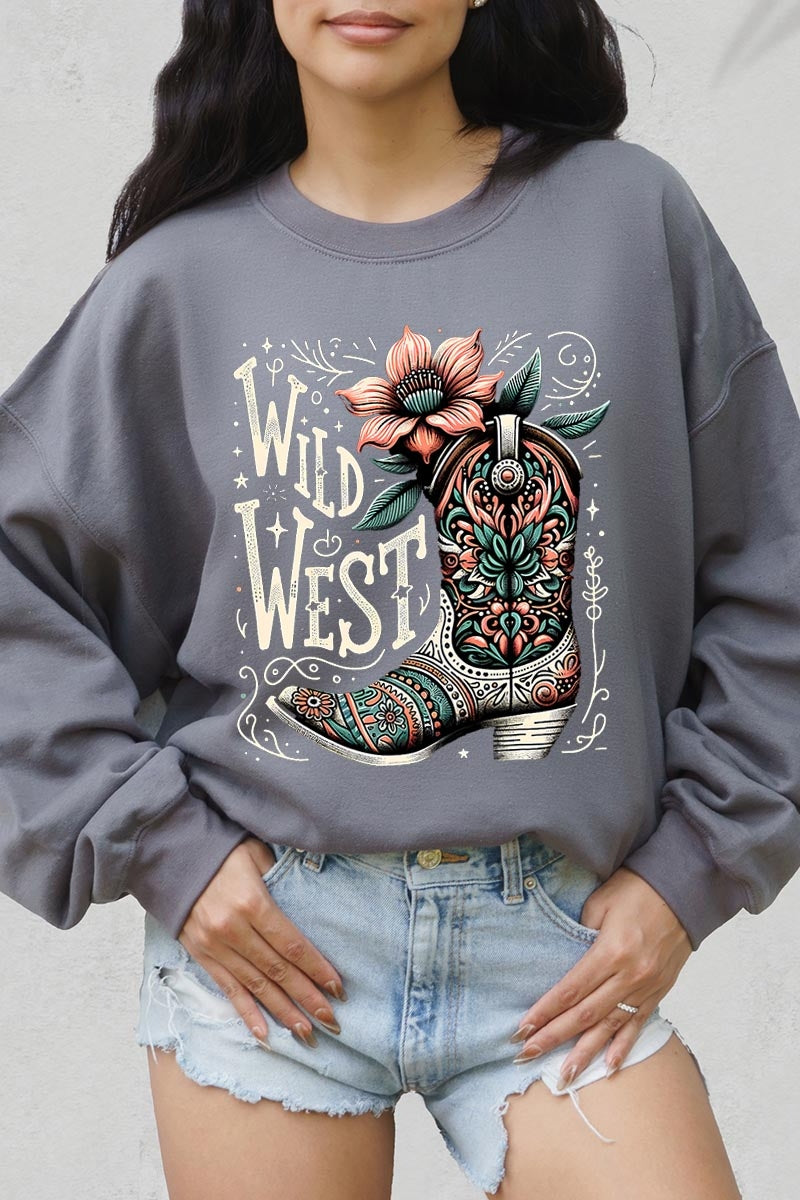 UL180-E3100 Wild West Cowgirl Boot Graphic Sweatshirt $20