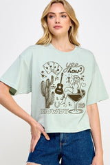 CTS-E3097 Cowgirl Country Music Graphic Relaxed Crop Top $11