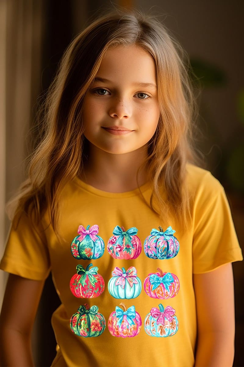 US3001Y-E3137Z Coquette Pumpkin Kids Graphic Tee $11
