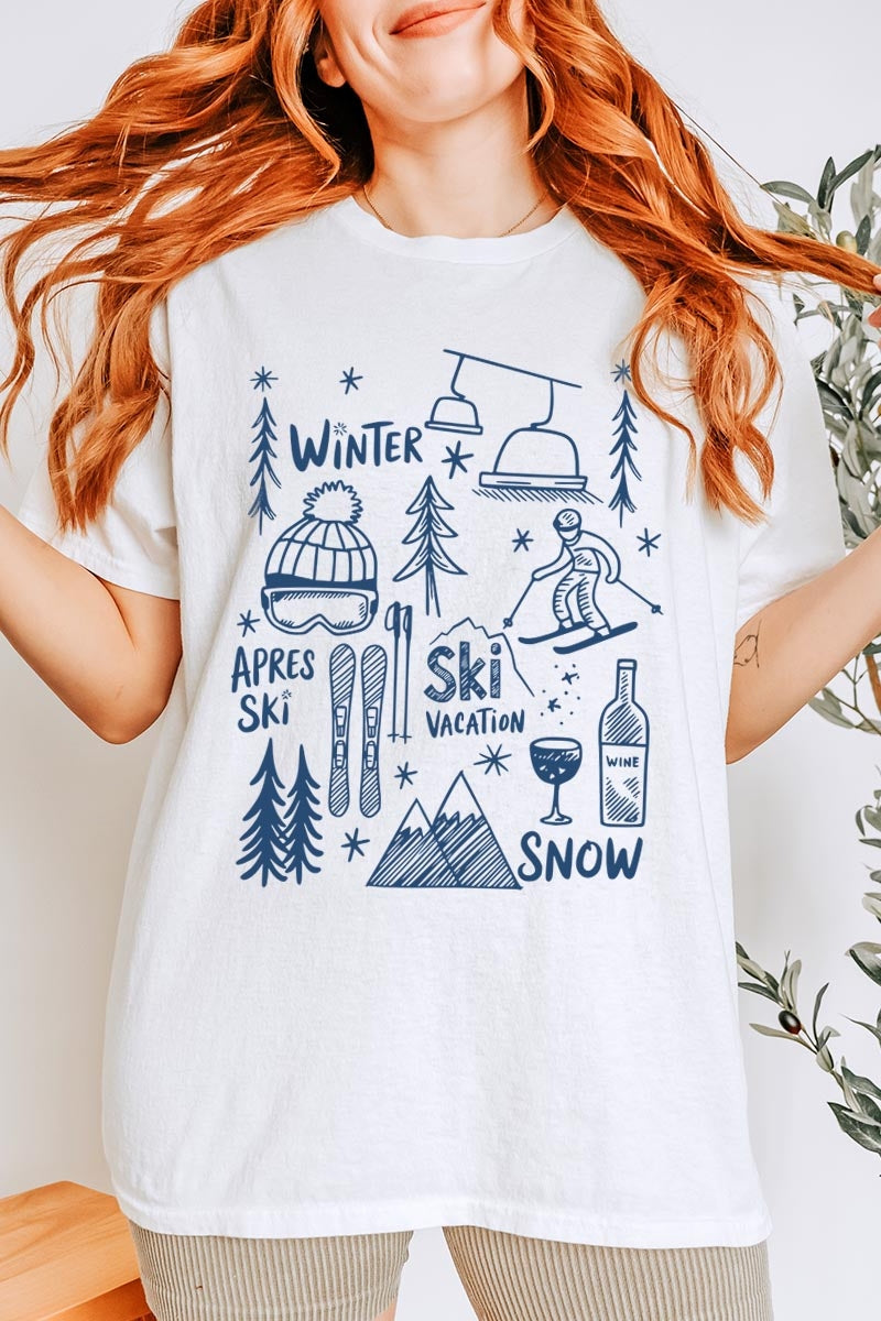 5000P-E3188 Ski Doodle Graphic Plus Heavy Cotton Tee $12.75