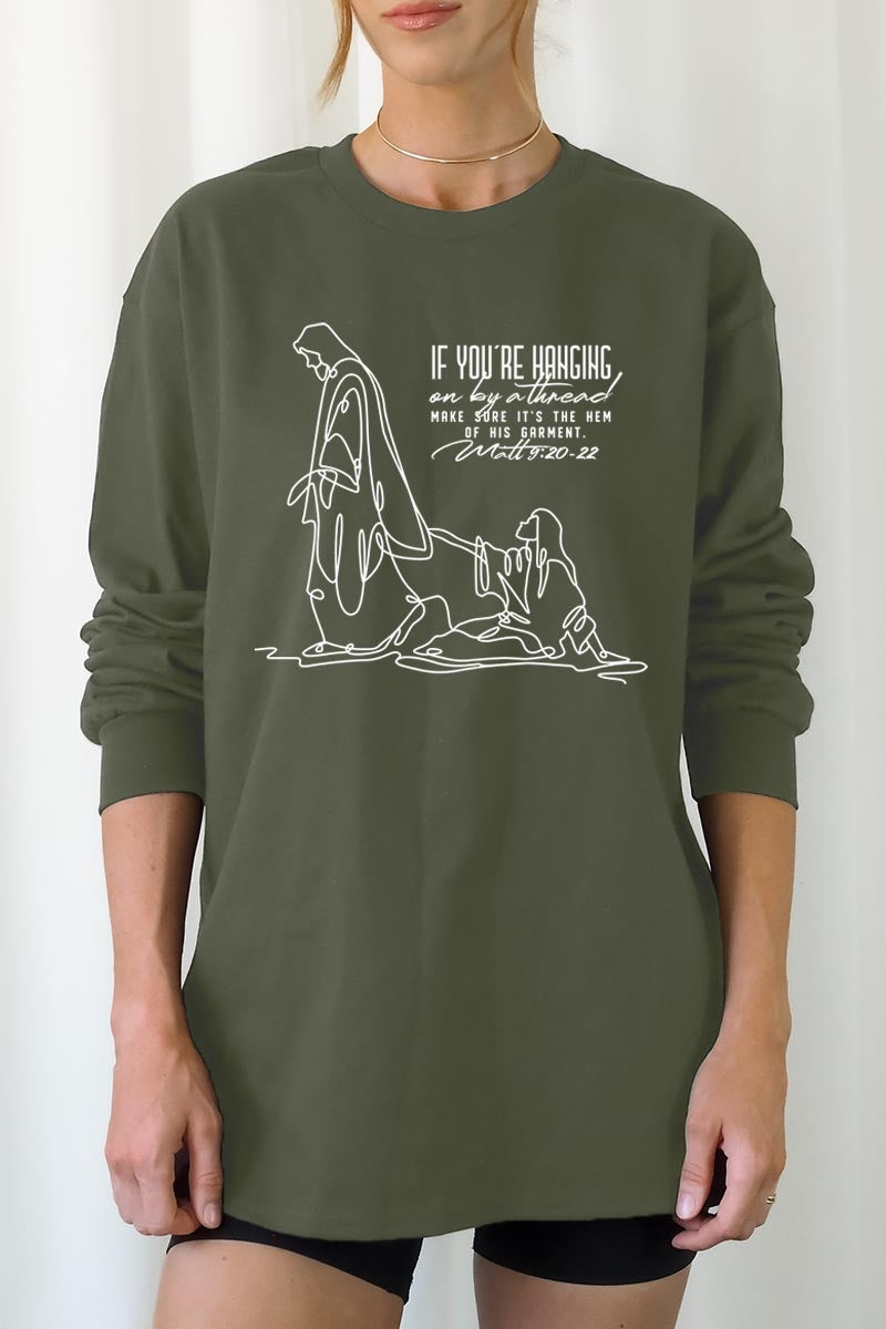 UL240P-E3075 If Youu2019re Hanging On Graphic Plus Long Sleeve Tee $17