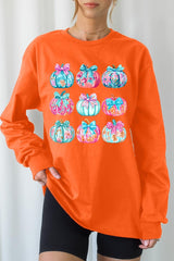UL240P-E3137 Coquette Pumpkin Graphic Plus Long Sleeve Tee $17