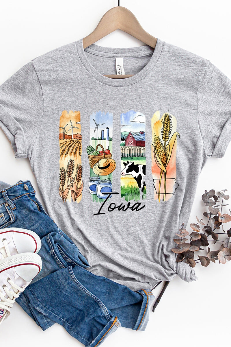 US3001-E3061IA Iowa State Brushstroke Graphic Tee $12.5