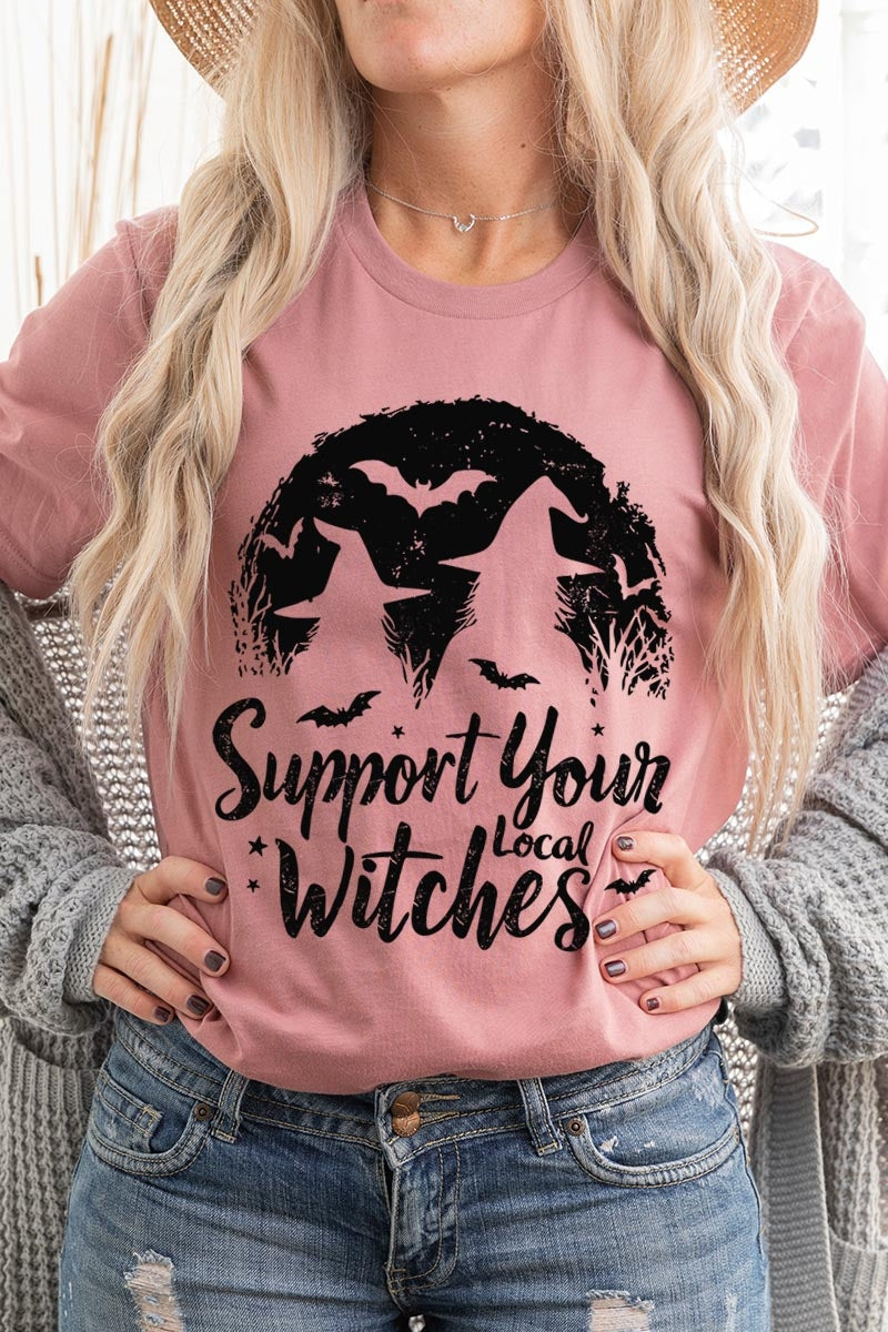 US3001P-E3161 Local Witches Halloween Graphic Plus Tee $16