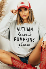 UL180-E3158 Autumn Leaves Pumpkins Graphic Sweatshirt $20