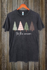 LS002-E3218 Rustic Christmas Trees Graphic Vintage Tee $15.5