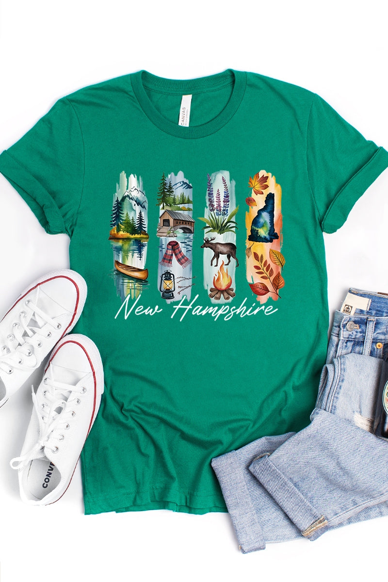 US3001-E3061NH New Hampshire State Brushstroke Graphic Tee $12.5