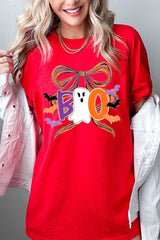 5000-E3120 Boo Brushstroke Bow Graphic Heavy Cotton Tee $9