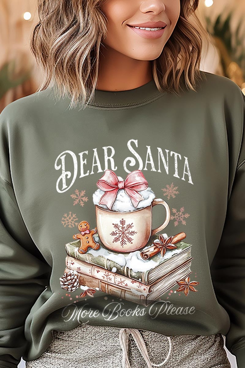 UL180-E3205 Dear Santa Books Graphic Sweatshirt $20