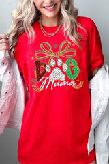 5000-E3194 Dog Mama Christmas Paw Graphic Heavy Cotton Tee $9